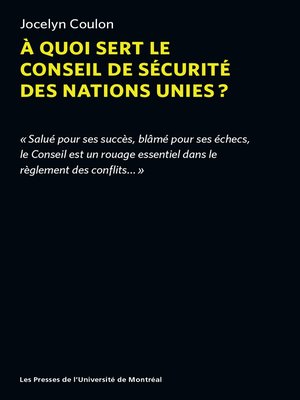 cover image of À quoi sert le conseil de sécurité des nations unies?